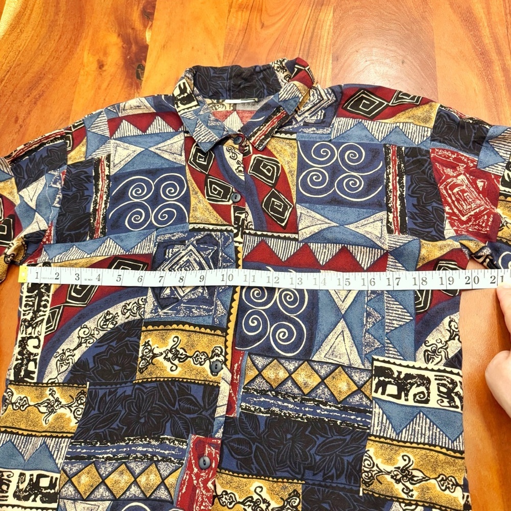 Vintage Floral Paisley Pattern Boho Festival Hippie Button Down Shirt Blouse - Picture 9 of 10